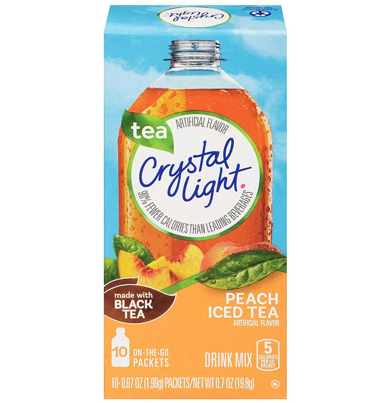 Crystal Light On-the-Go Peach Iced Tea Drink Mix, 10 CT - Trustables