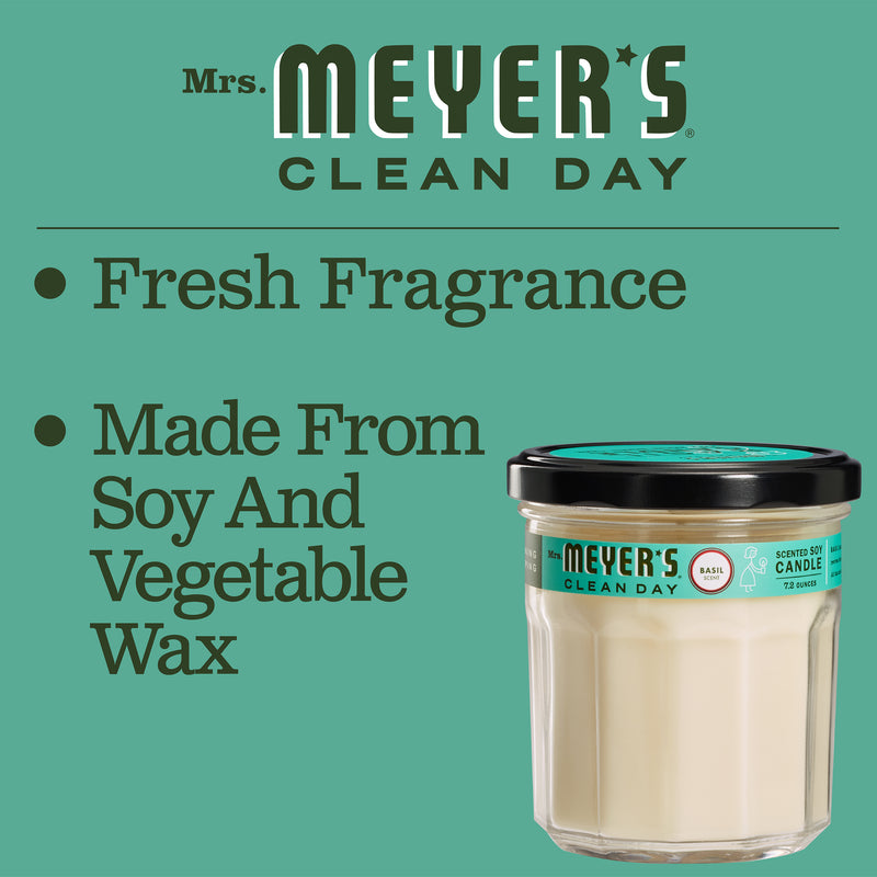 Mrs. Meyer's Clean Day Scented Soy Candle, Basil Scent, 7.2 ounce candle - Trustables