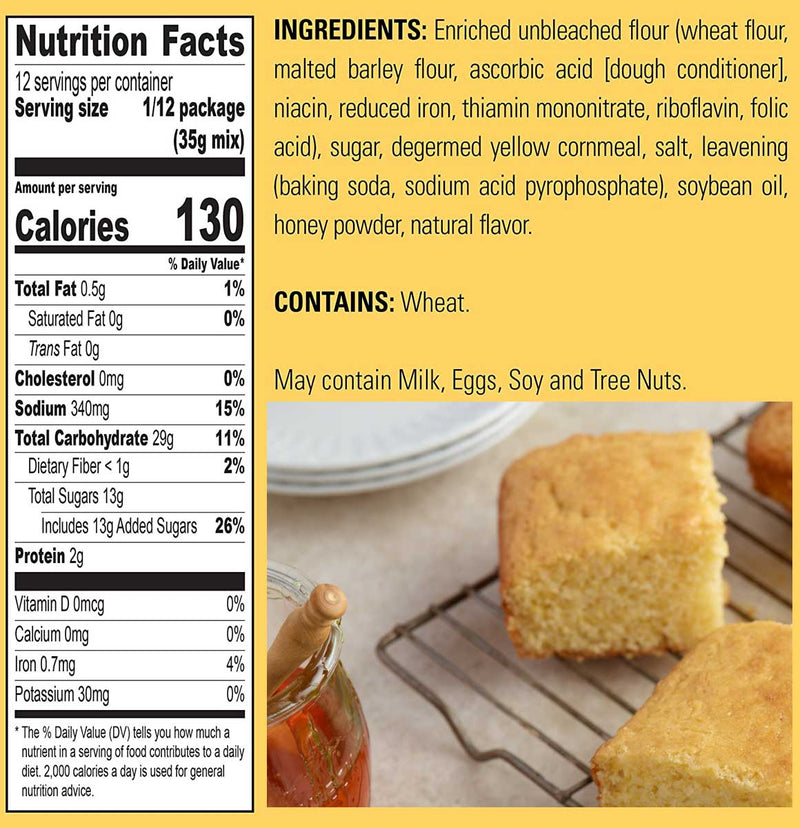 Krusteaz Honey Cornbread Mix nutritional facts