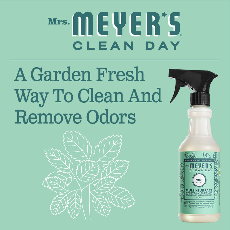 Mrs. Meyer's Clean Day Multi-Surface Everyday Cleaner Bottle, Mint Scent, 16 fl oz - Trustables