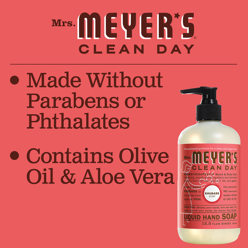 Mrs. Meyer's Clean Day Liquid Hand Soap, Rhubarb Scent, 12.5 ounce bottle - Trustables