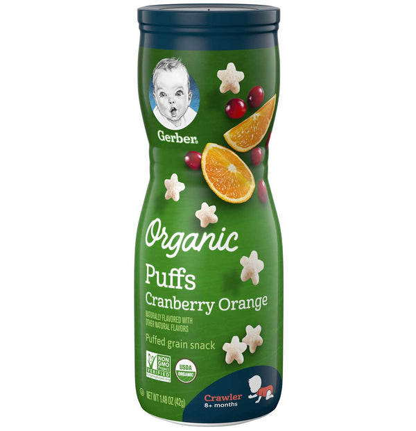 Gerber Organic Puffs, Cranberry Orange, 1.48 OZ - Trustables