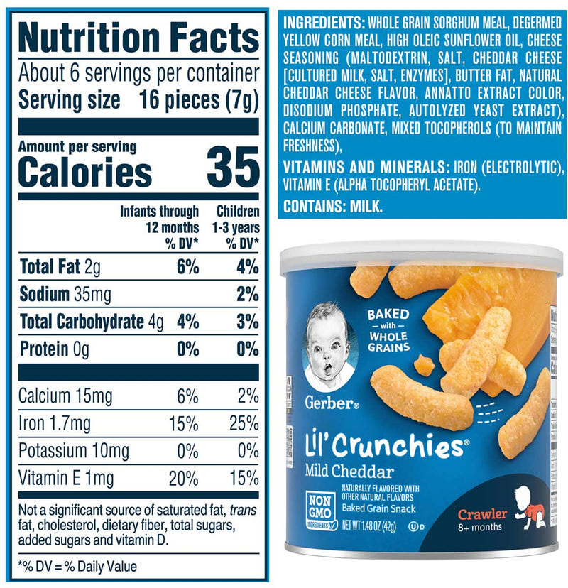 Gerber Lil' Crunchies, Mild Cheddar, OZ