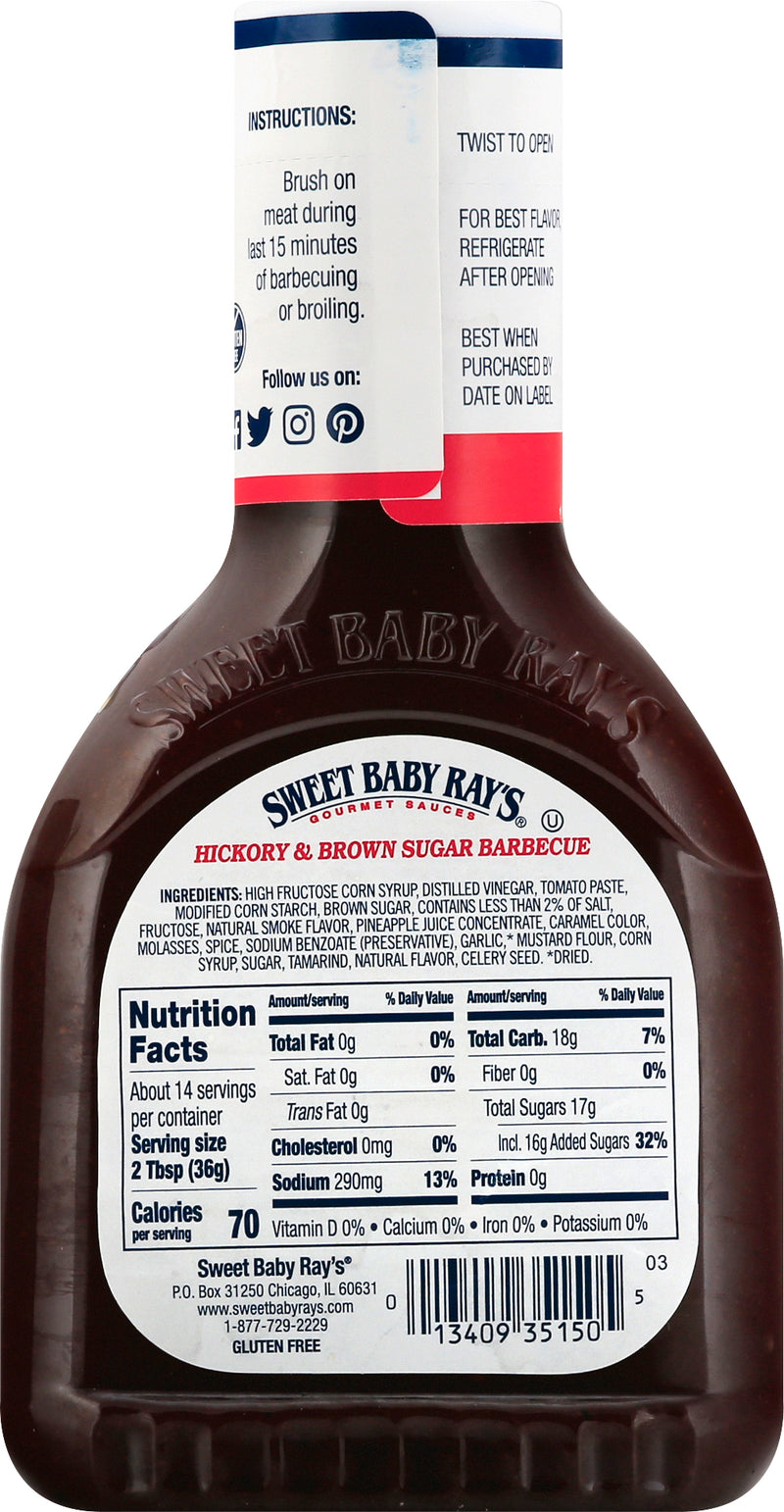 Sweet Baby Ray's Hickory and Brown Sugar Barbecue Sauce 