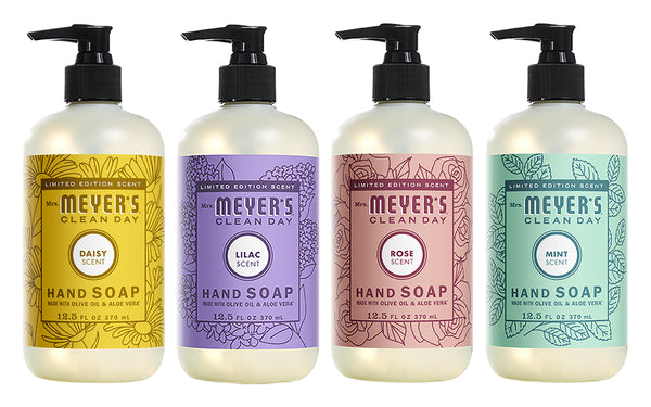 Mrs. Meyer's Hand Soap Variety Pack, 1 Mint, 1 Lilac, 1 Daisy, 1 Rose, 1 CT - Trustables