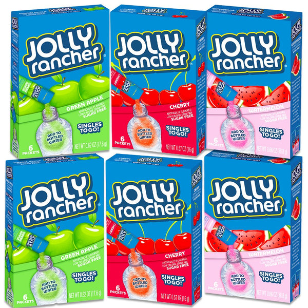 Jolly Rancher Singles to Go Variety Pack, 2 Watermelon, 2 Green Apple, and 2 Cherry, 1 CT - Trustables