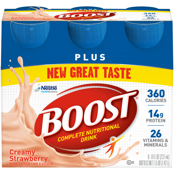 Boost Plus Complete Nutritional Drink, Creamy Strawberry, 8 oz, 6-CT - Trustables