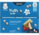 Gerber Puffs to Go Cereal Snack Packs, Strawberry Apple, 0.5 OZ, 12 CT - Trustables