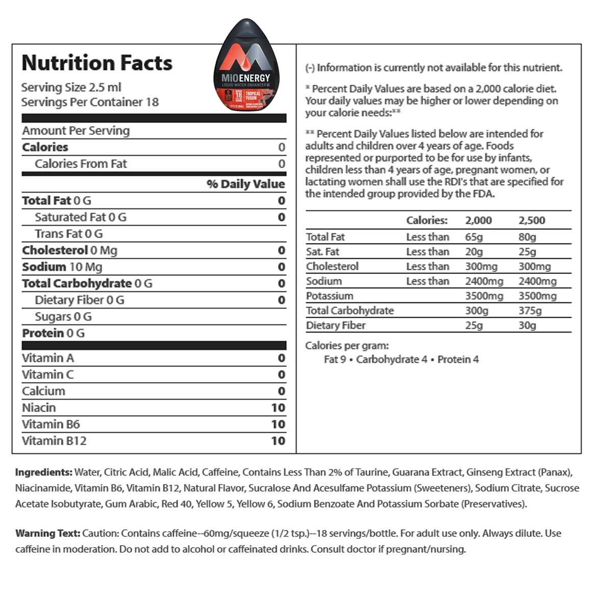 MiO Energy Liquid Water Enhancer, Tropical Fusion, 1.62 OZ