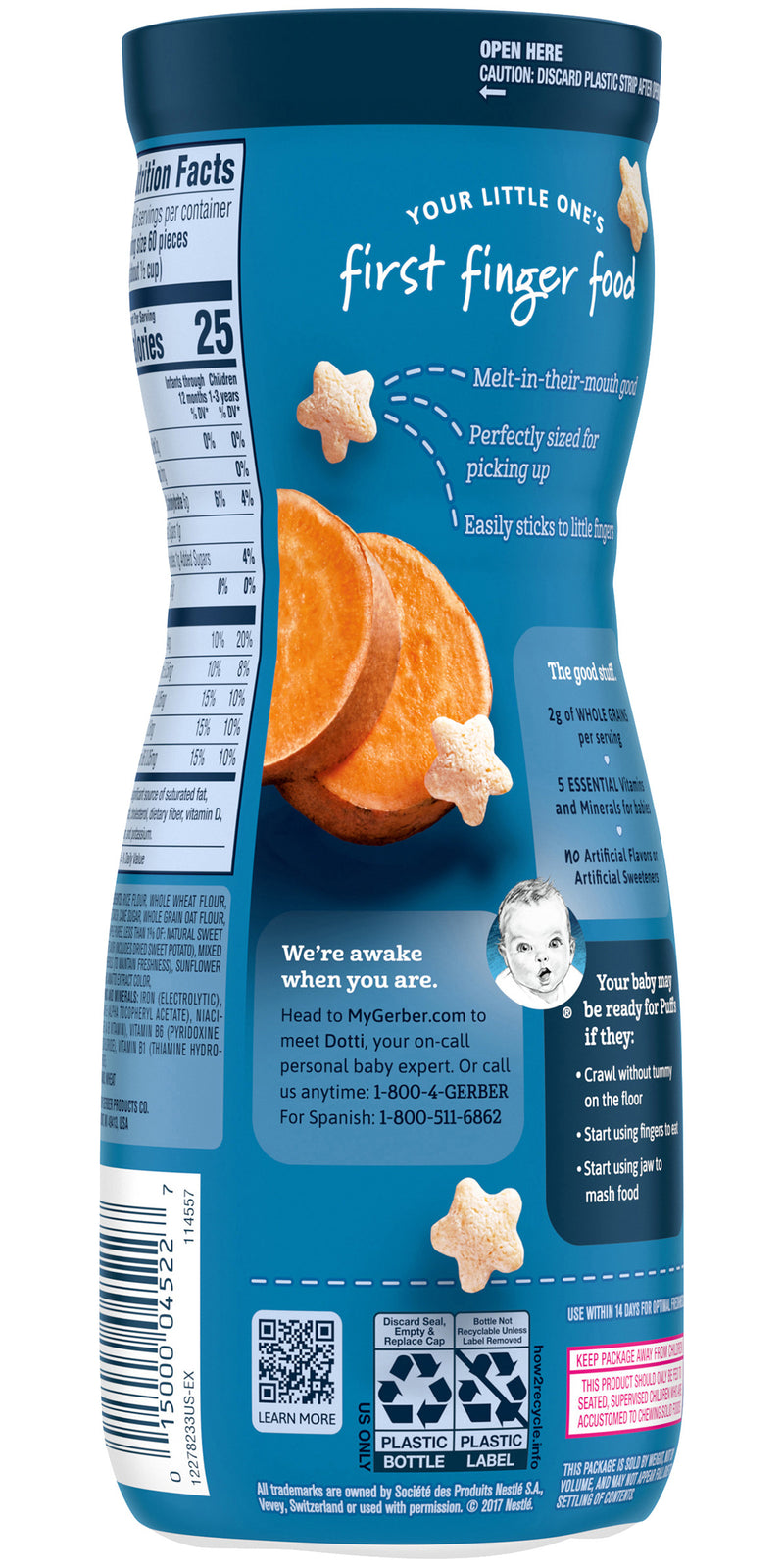 Gerber Baby Snacks Puffs, Sweet Potato, 1.48 Ounce (Pack of 6)
