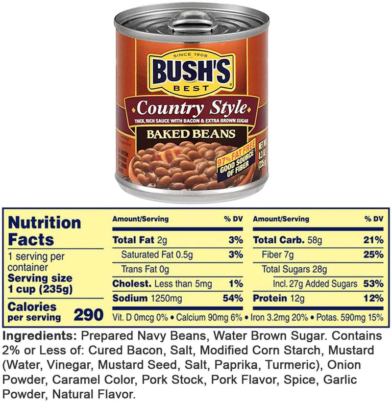 Bush's Best Baked Beans Variety Pack, 3 Original Baked Beans, 3 Country Style, 1 CT - Trustables
