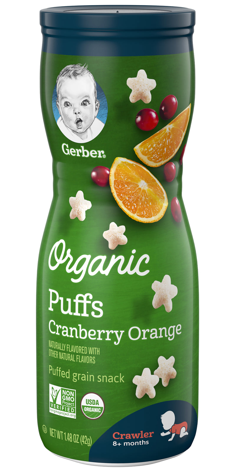 Gerber Organic Puffs, Cranberry Orange, 1.48 OZ - Trustables