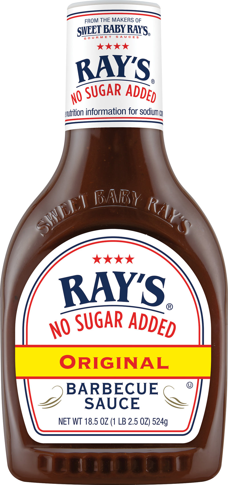 Sweet Baby Ray's No Sugar Added Barbecue Sauce, Original, 18.5 Ounce - Trustables