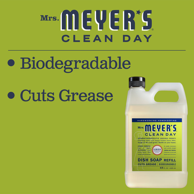 Mrs. Meyer's Clean Day Liquid Dish Soap Refill, Lemon Verbena Scent, 48 ounce bottle - Trustables