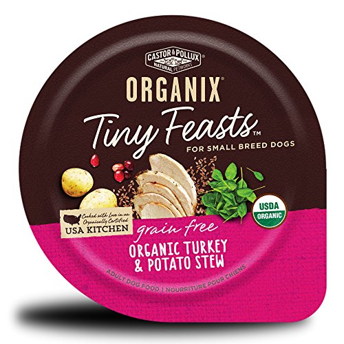 Castor & Pollux Organix Tiny Feasts Grain Free Organic Turkey & Potato Stew Dog Food Trays, 3.5 OZ - Trustables