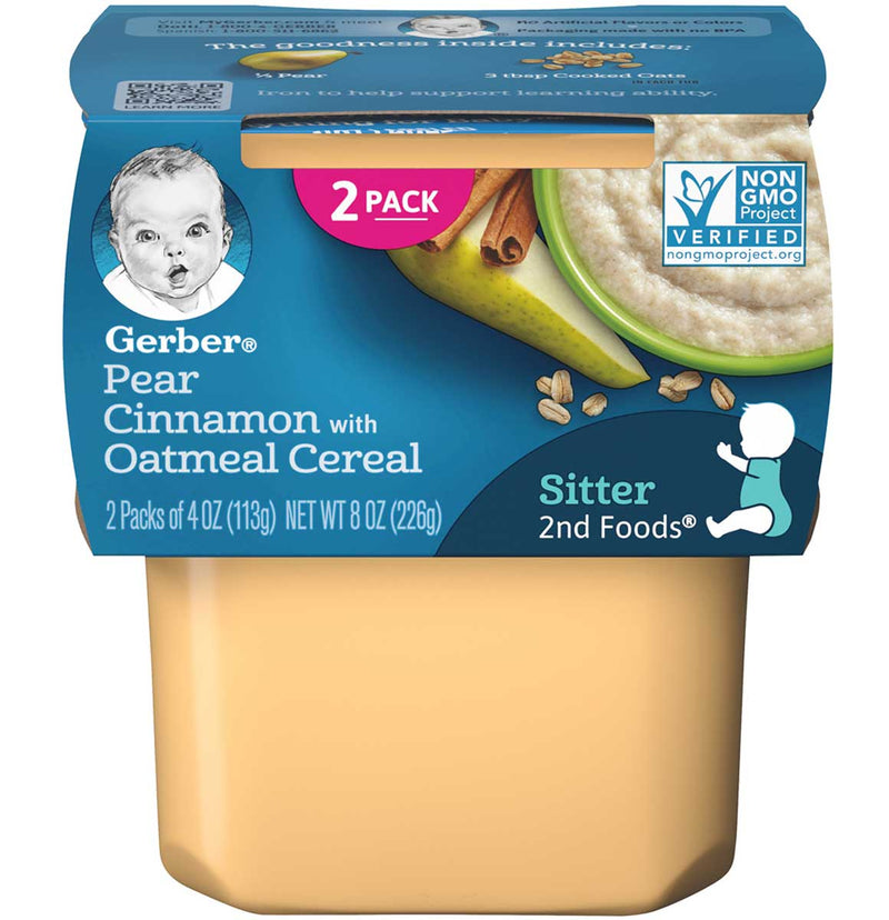 Gerber Baby Food, 2nd Foods, Pears & Cinnamon With Oatmeal, 8 OZ - Trustables