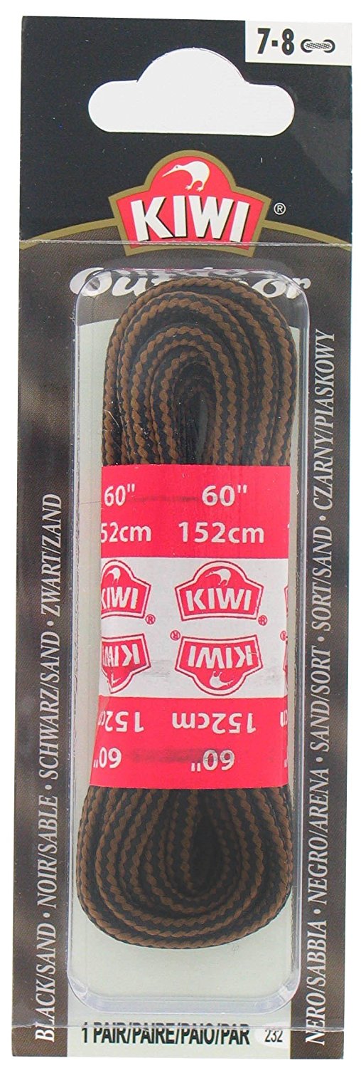 KIWI Outdoor Round Laces Black/Sandstone 60'', 1 PAIR - Trustables