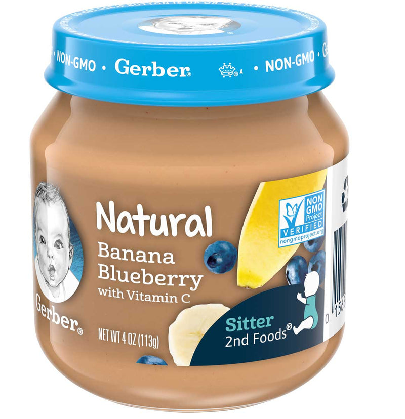 Gerber 2nd Foods, Natural Banana Blueberry, 4 OZ - Trustables