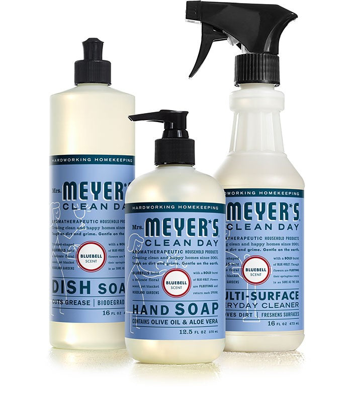 Mrs. Meyer's Bluebell Kitchen Set, Dish Soap, Hand Soap, and Multi-Surface Cleaner - Trustables