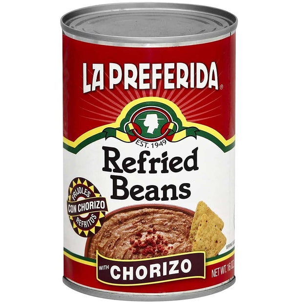 La Preferida Refried Beans, Chorizo , 16 OZ - Trustables
