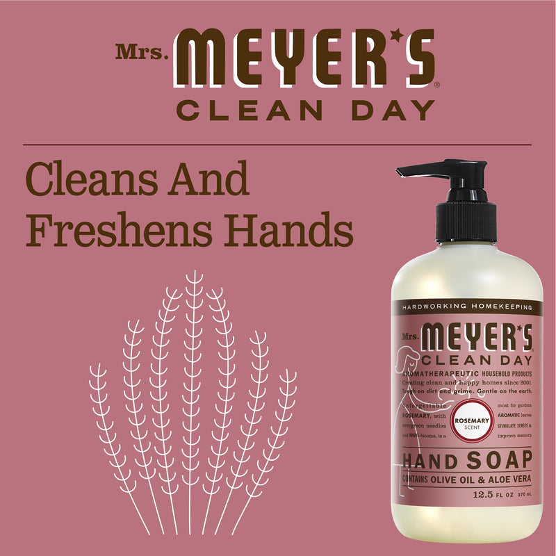 Mrs. Meyer's Clean Day Liquid Hand Soap Bottle, Rosemary Scent, 12.5 fl oz - Trustables