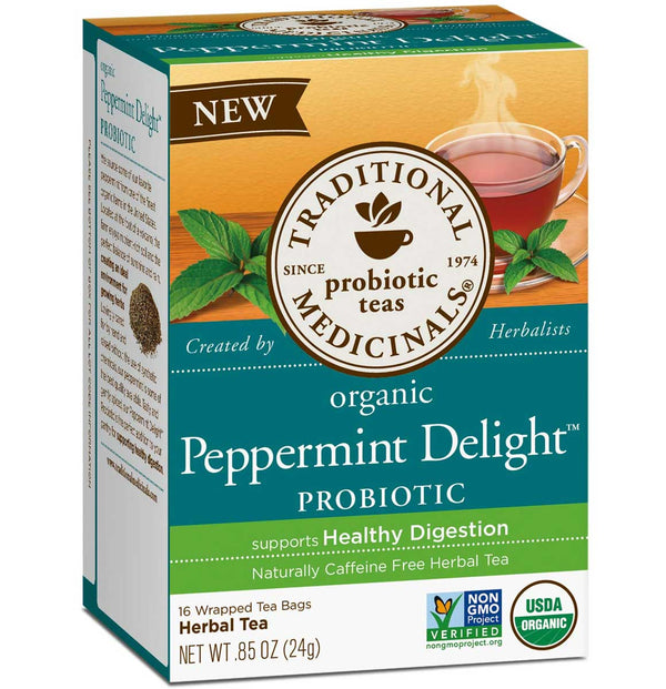 Traditional Medicinals Organic Peppermint Delight Probiotic Tea, 16 Tea Bags - Trustables