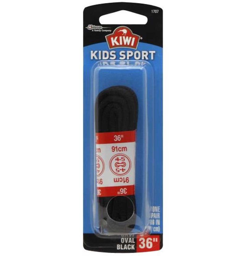 KIWI Sport Oval Kids Black Replacement Shoe Laces 36'' , 1 PAIR - Trustables
