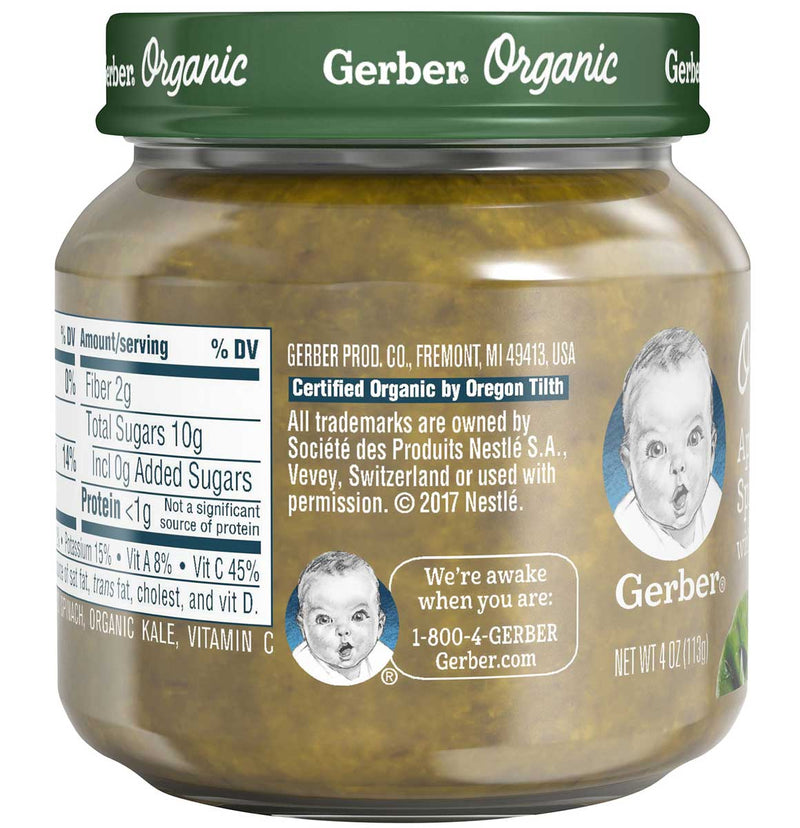 Gerber 2nd Foods, Organic Apple Spinach with Kale, 4 OZ - Trustables