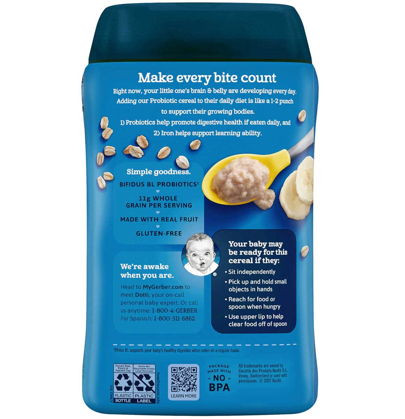 Gerber Baby Cereal, 2nd Foods, Probiotic Oatmeal Banana, OZ
