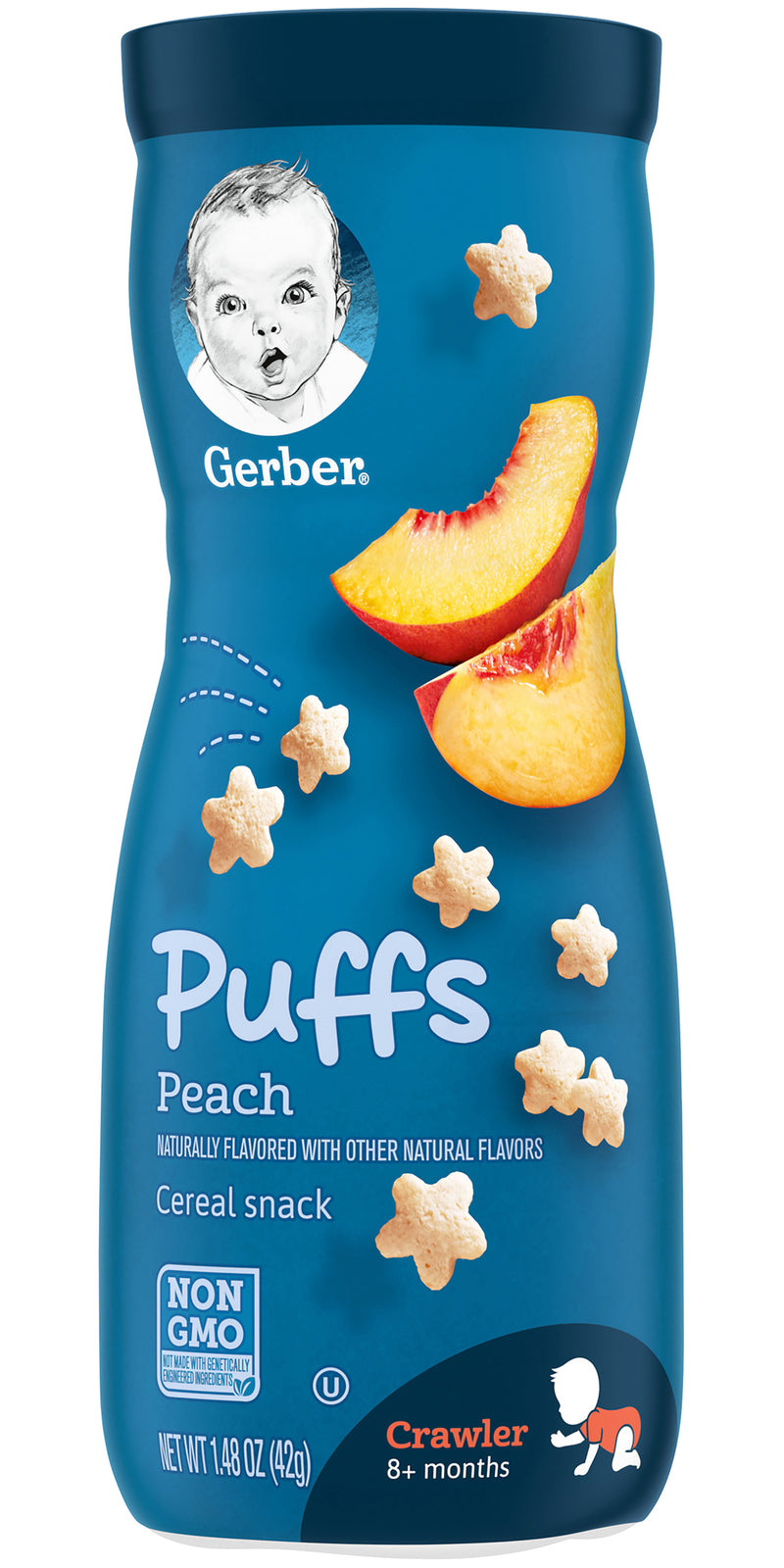 Gerber Puffs Cereal Snacks, Peach, 1.48 OZ - Trustables