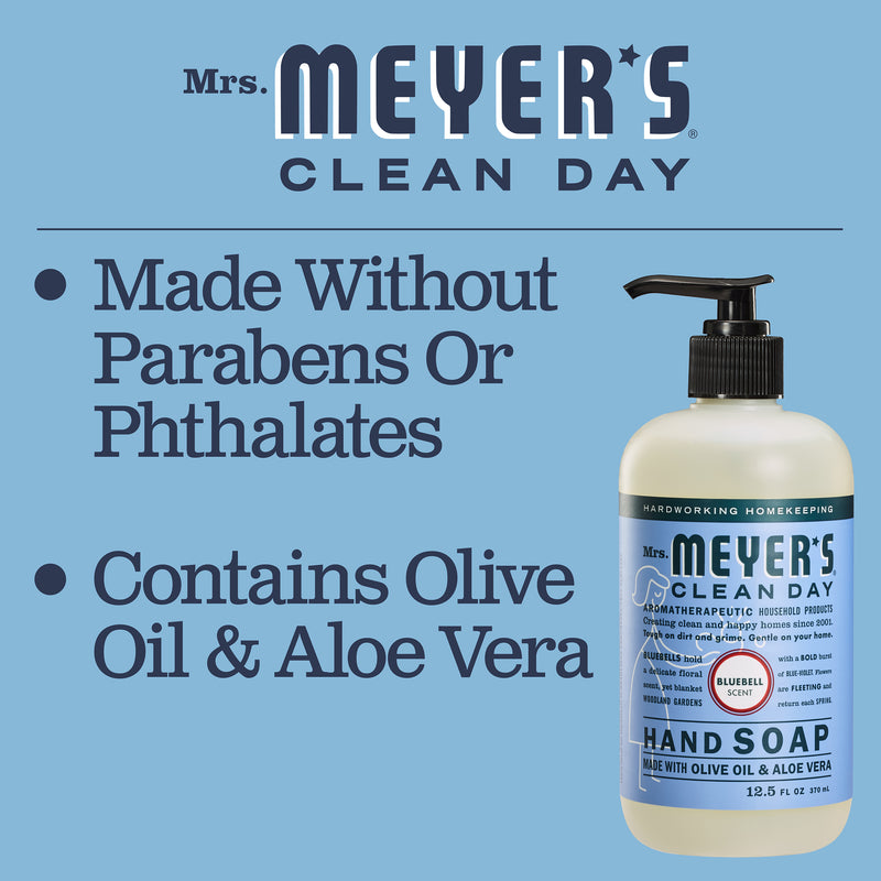 Mrs. Meyer's Clean Day Liquid Hand Soap Bottle, Bluebell Scent, 12.5 fl oz, 3 ct - Trustables