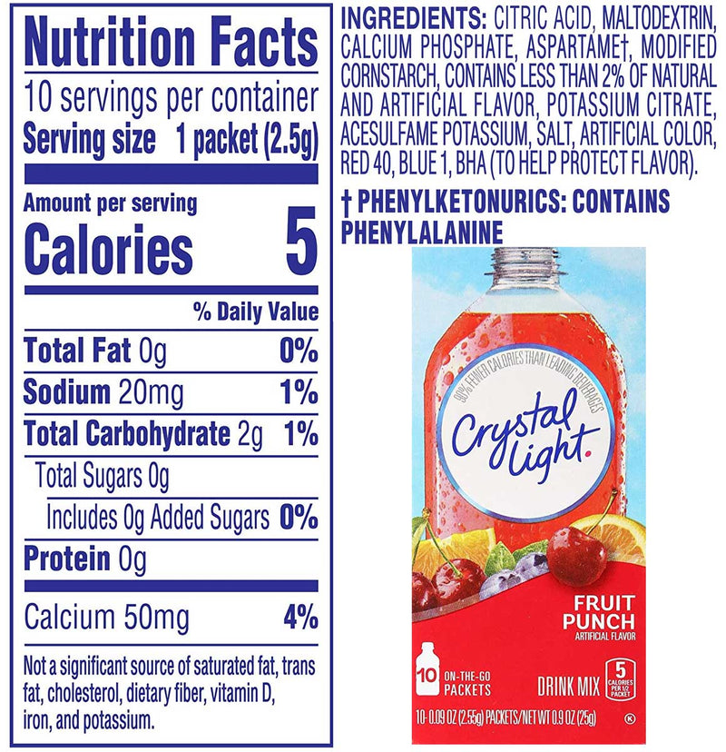 Crystal Light On-the-Go Fruit Punch Drink Mix, 10 CT
