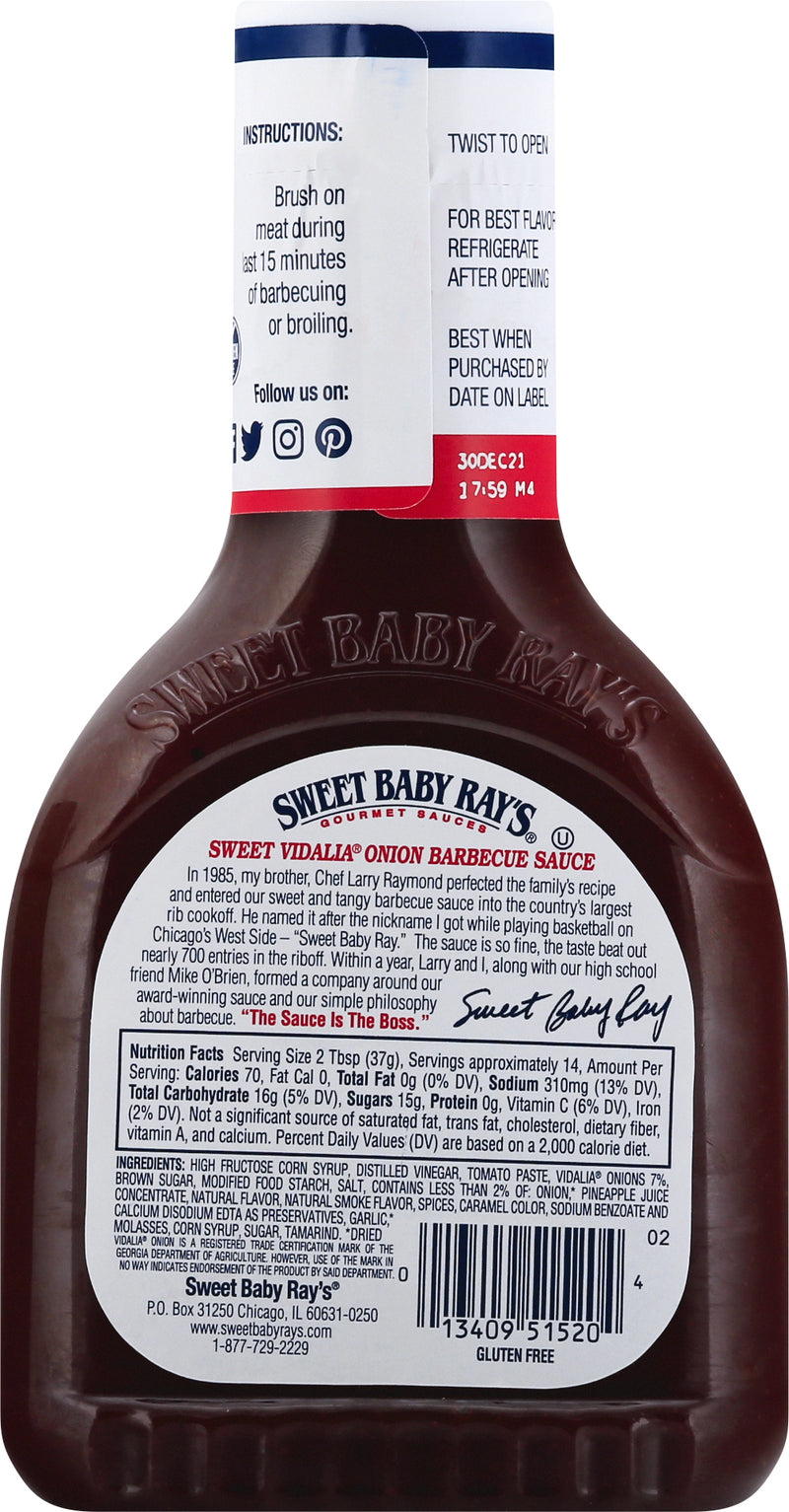 Sweet Baby Rays Vidalia Barbecue Sauce,18 Ounce - Trustables