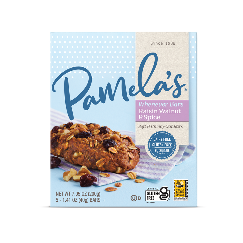 Pamel's Whenever Bars Raisin Walnut & Spice, Pamela's oat bars, oat bars, oat nutrition bars, Buy oat bars, shop for oat bars, where to buy oat bars