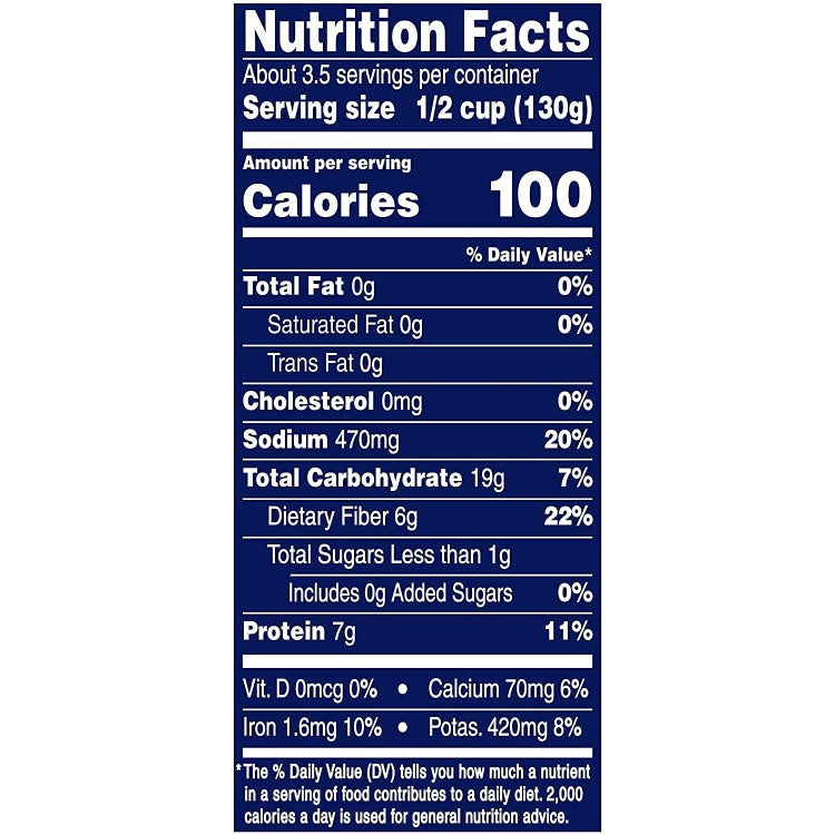 BUSH'S BEST Canned Great Northern Beans nutrition facts