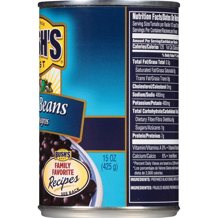 BUSH'S BEST Black Beans, 15 Ounce Can - Great for Bean Soup & Bean Dip (Pack - 3) - Trustables