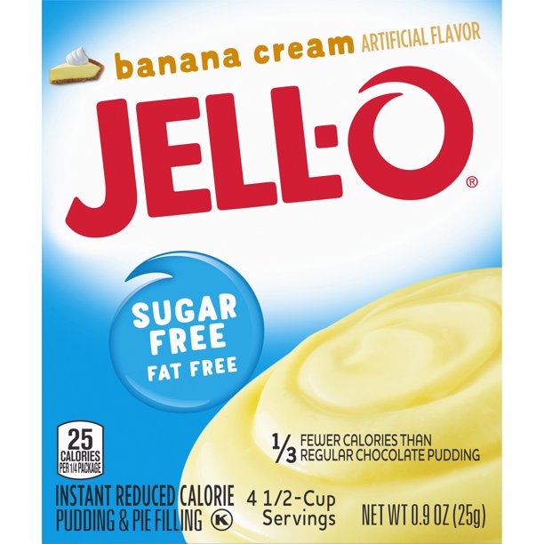 Jell-O Sugar Free Instant Pudding Mix, Banana Cream, 0.9 OZ