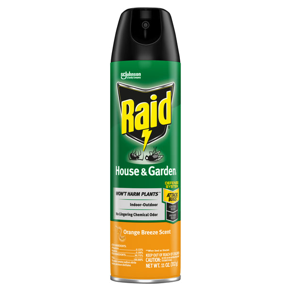 Raid House & Garden I Orange Breeze Scented Bug Killer Spray, Raid House & Garden I, Orange Breeze Scent, 11 oz - Trustables